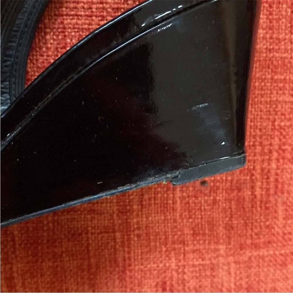 Couture Donald J Pilner Black Slingback Wedge Peeptoe Shoes
